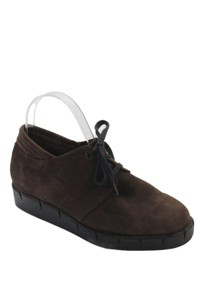 Arche Women's Suede Laced Wedge Ankle Boots Brown Size 8