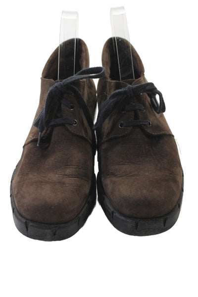 Arche Women's Suede Laced Wedge Ankle Boots Brown Size 8