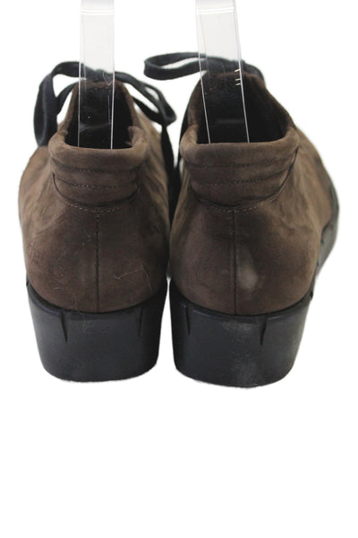 Arche Women's Suede Laced Wedge Ankle Boots Brown Size 8