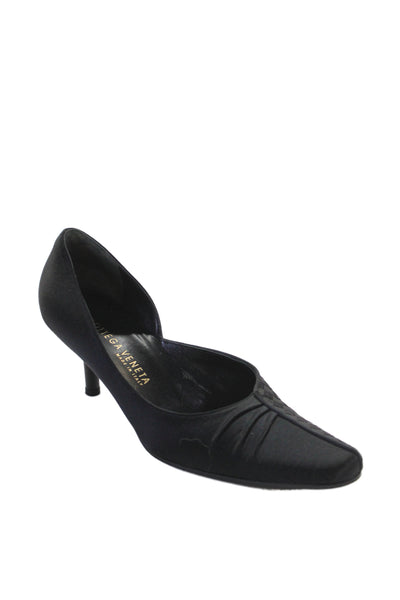 Bottega Veneta Women's  Suede Pump Woven Closed Toed Kitten Heels Black Size 7