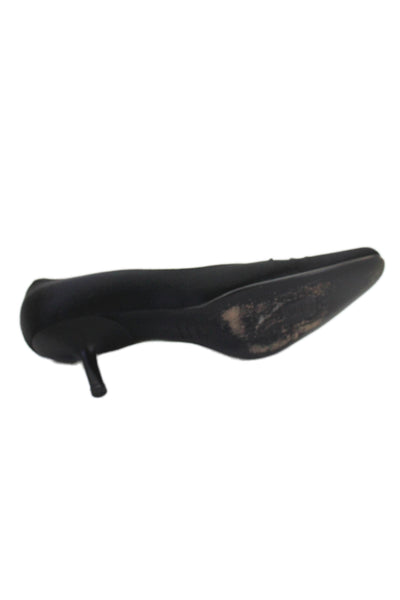 Bottega Veneta Women's  Suede Pump Woven Closed Toed Kitten Heels Black Size 7