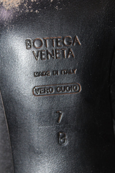 Bottega Veneta Women's  Suede Pump Woven Closed Toed Kitten Heels Black Size 7