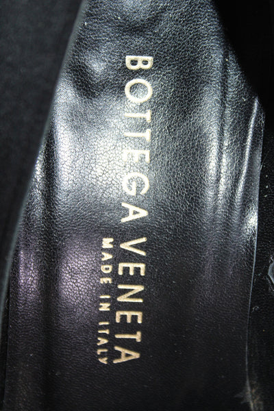 Bottega Veneta Women's  Suede Pump Woven Closed Toed Kitten Heels Black Size 7