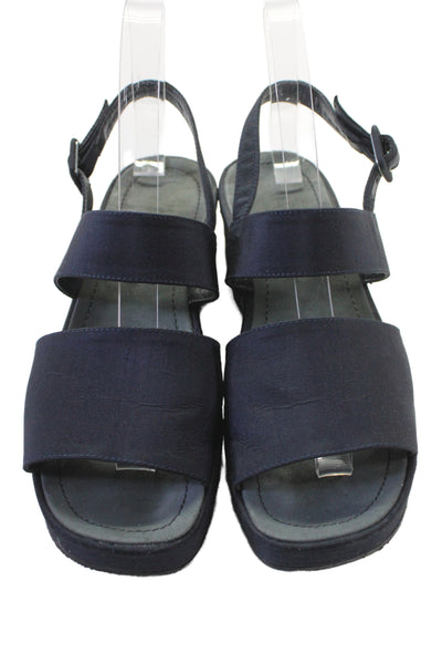 Marina Rinaldi  Women's  Nylon Open Toe Strap  Sling backs Sandals  Blue Size 7