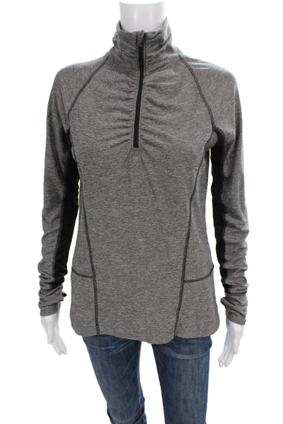 Champion Womens Gray Pullover Sweatshirts Zip Mock Neck Long Sleeve Size S