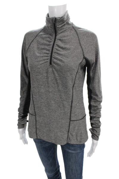 Champion Womens Gray Pullover Sweatshirts Zip Mock Neck Long Sleeve Size S