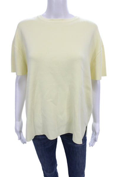 Zara Women Yellow Crew Neck Short Sleeve Basic T-Shirt Size S