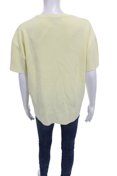 Zara Women Yellow Crew Neck Short Sleeve Basic T-Shirt Size S