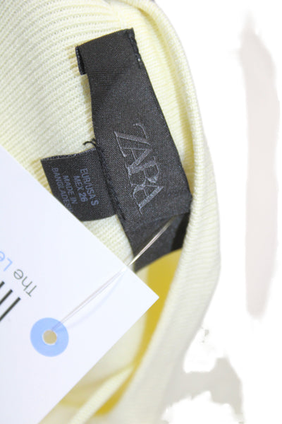 Zara Women Yellow Crew Neck Short Sleeve Basic T-Shirt Size S