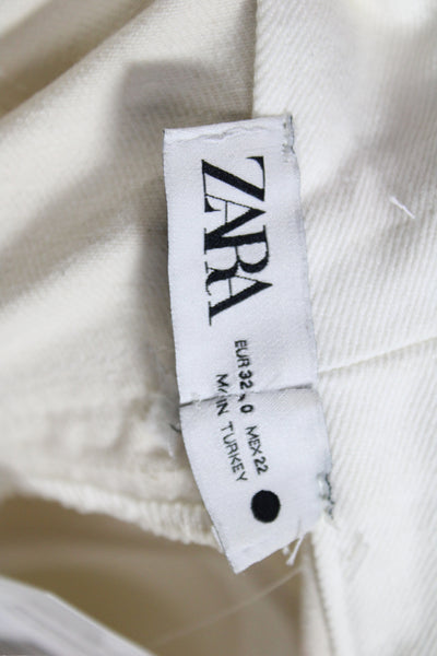 Zara Women Cropped Beige Cotton Pants Size 2