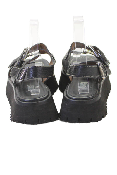 Labucq Womens Leather Platform Slingback Sandals Black Size 38 8