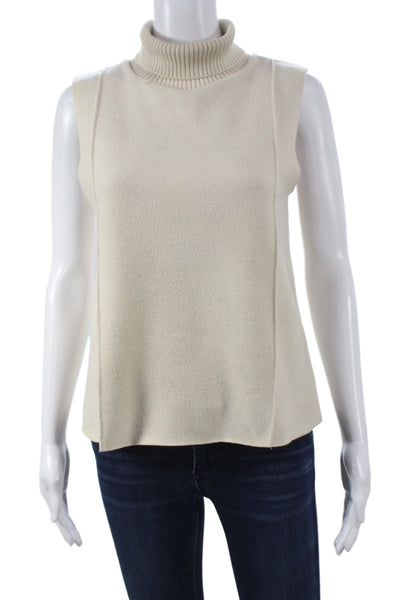 Zara Unisex Turtleneck Sleeveless Pullover Vest Beige Size XS