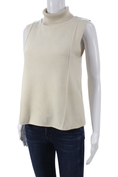 Zara Unisex Turtleneck Sleeveless Pullover Vest Beige Size XS