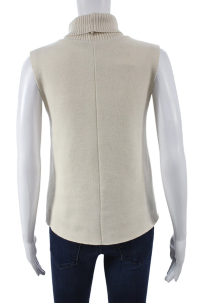Zara Unisex Turtleneck Sleeveless Pullover Vest Beige Size XS