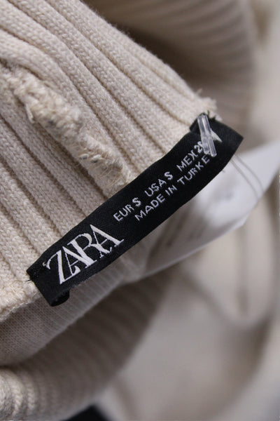 Zara Unisex Turtleneck Sleeveless Pullover Vest Beige Size XS