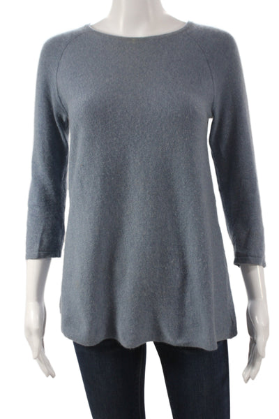 Garnet Hill Unisex Cashmere Pullover Gray Roundneck 3/4 Sleeve Size XS