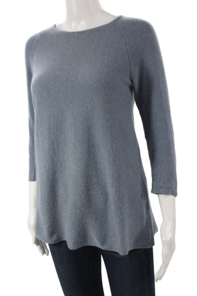 Garnet Hill Unisex Cashmere Pullover Gray Roundneck 3/4 Sleeve Size XS