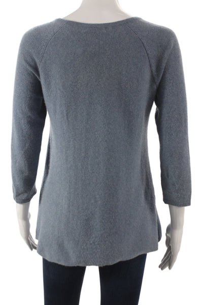 Garnet Hill Unisex Cashmere Pullover Gray Roundneck 3/4 Sleeve Size XS