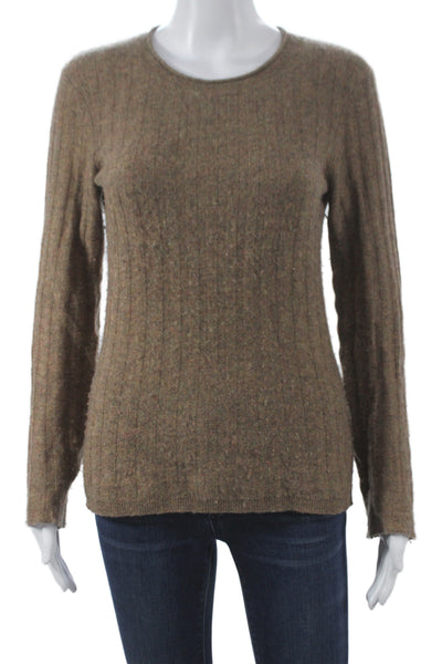 Naadam Women Pullover V-Neck 100% Cashmere Brown Long Sleeve Size S