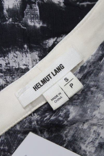Helmut Lang Womens Cropped Kimono Blouse Black V-Neck Graphic Print Size S