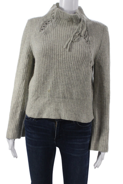 Derek Lam 10 Crosby Unisex Pullover Cashmere Mock Neck Gray Long Sleeve Size S