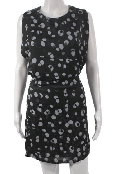 Vince Women Black Polka Dot Blouson Dress Sleeveless Zip Size S