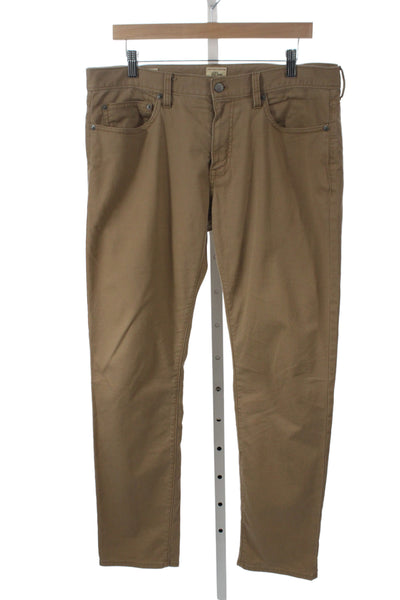 J Crew Men's Chino Pants Brown Cotton Button Size 34