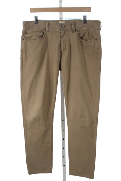 J Crew Mens Chino Khaki Pants Brown Cotton Stretch Size 34