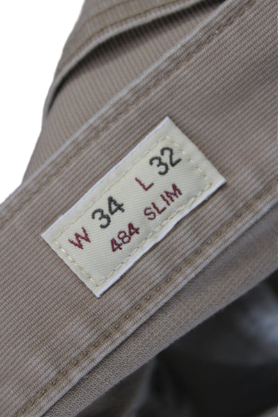 J Crew Mens Chino Khaki Pants Brown Cotton Stretch Size 34