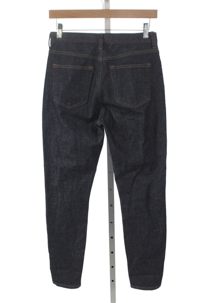 Everlane Women High Waist Wide Leg Straight Jeans Dark Blue Denim Size 26
