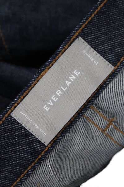 Everlane Women High Waist Wide Leg Straight Jeans Dark Blue Denim Size 26