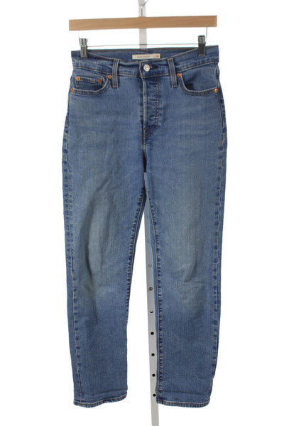 Everlane Women High Waist Wide Leg Straight Jeans Dark Blue Denim Size 26