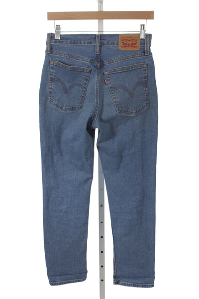 Levis Womens Straight Jeans High Waist Button Fly Blue Cotton Blend Size 26