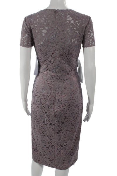 JS Collections Women Sheath Dress Purple Floral Short Sleeve Size 2