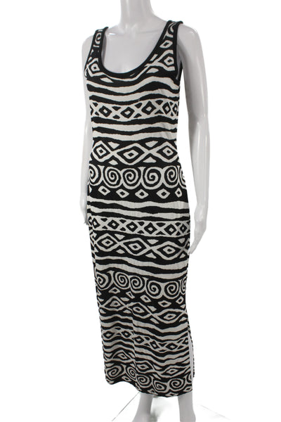 St. John Collection By Marie Gray Womens Maxi Dress Black Aztec Knit Size 6