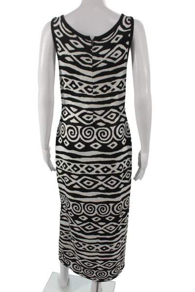 St. John Collection By Marie Gray Womens Maxi Dress Black Aztec Knit Size 6
