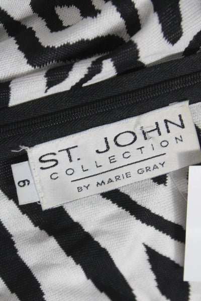 St. John Collection By Marie Gray Womens Maxi Dress Black Aztec Knit Size 6
