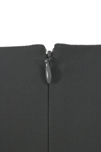 Theory Women Sheath Dress Dark Gray Round Neck Zip Sleeveless Knee Size 4