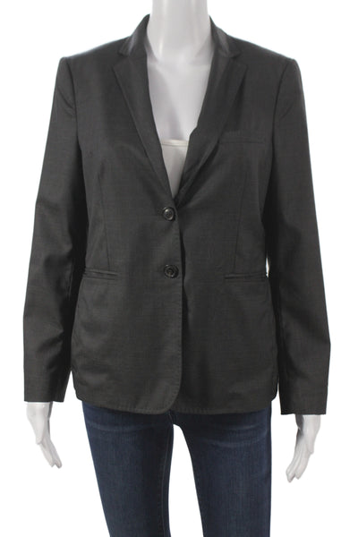 Piazza Sempione Women Gray Wool Button Basic Jacket Long Sleeve Size 42
