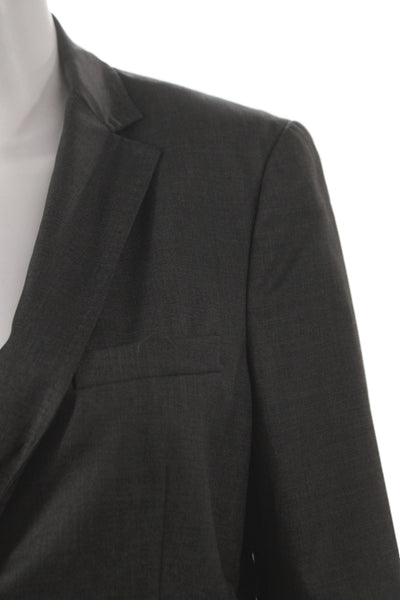 Piazza Sempione Women Gray Wool Button Basic Jacket Long Sleeve Size 42