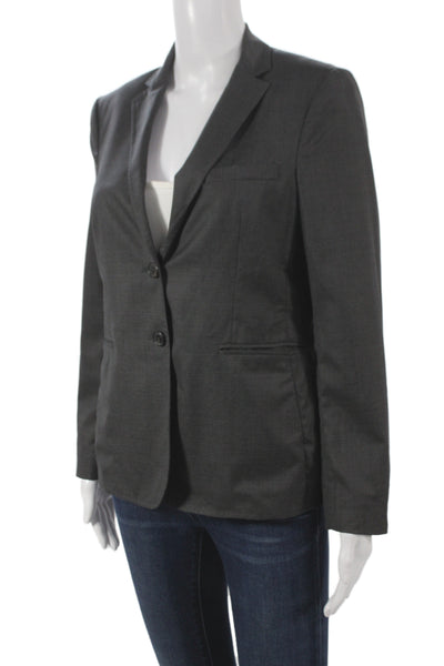 Piazza Sempione Women Gray Wool Button Basic Jacket Long Sleeve Size 42