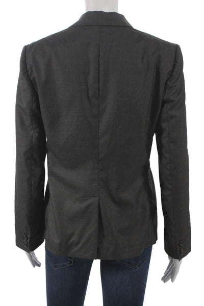 Piazza Sempione Women Gray Wool Button Basic Jacket Long Sleeve Size 42