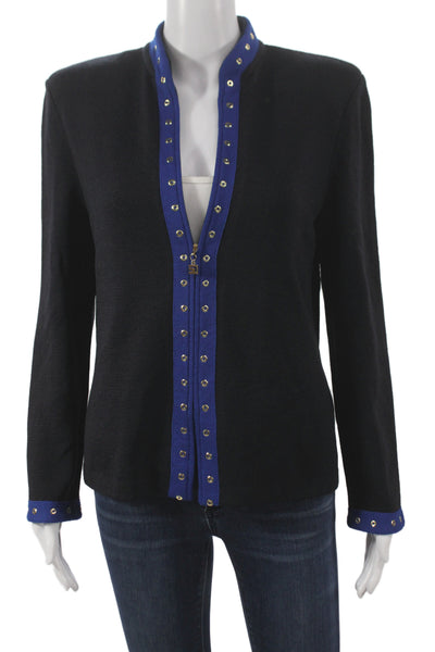 St. John Collection Unisex Black Full Zip Cardigan 75% Wool 25% Rayon Size 6