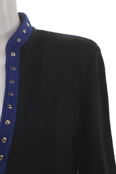 St. John Collection Unisex Black Full Zip Cardigan 75% Wool 25% Rayon Size 6