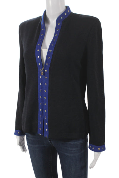 St. John Collection Unisex Black Full Zip Cardigan 75% Wool 25% Rayon Size 6