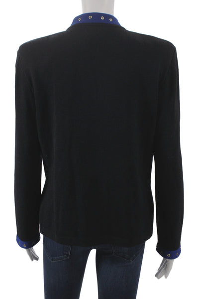 St. John Collection Unisex Black Full Zip Cardigan 75% Wool 25% Rayon Size 6