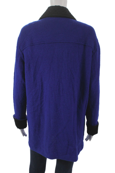 St. John Collection By Marie Gray Womens Blue Collared Button Coat Wool Size 10