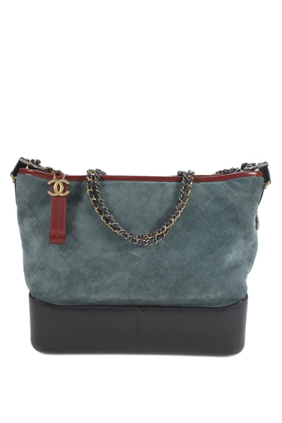 Chanel Womens Chain Strap Quilted Medium Gabrielle Hobo Shoulder Handbag Blue