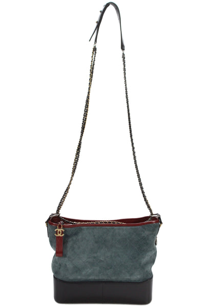 Chanel Womens Chain Strap Quilted Medium Gabrielle Hobo Shoulder Handbag Blue