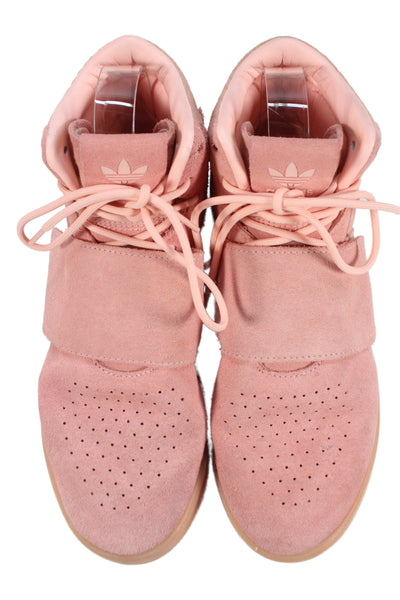 Adidas Womens Tubular High Top Strap Leather Athletic Sneakers Shoes Pink Size 6